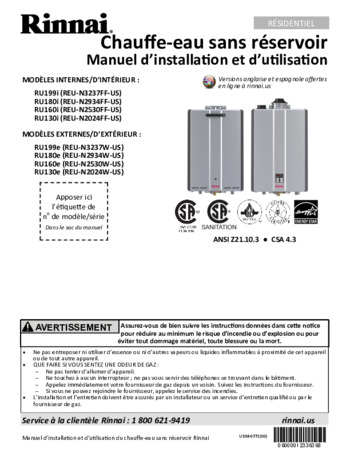 Rinnai Ru160in Installation Guide